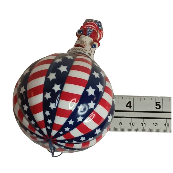 Danbury Mint Santa In Hot Air Balloon Ornament Stars And Stripes 2006 With Box - Picture 9 of 11